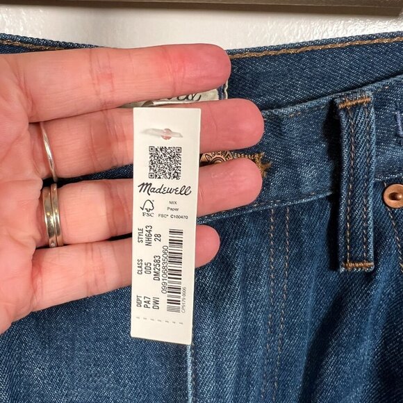 Madewell Baggy Straight Jeans Size 28 Dark Worn Indigo Wash High Rise Slouchy - Picture 5 of 15